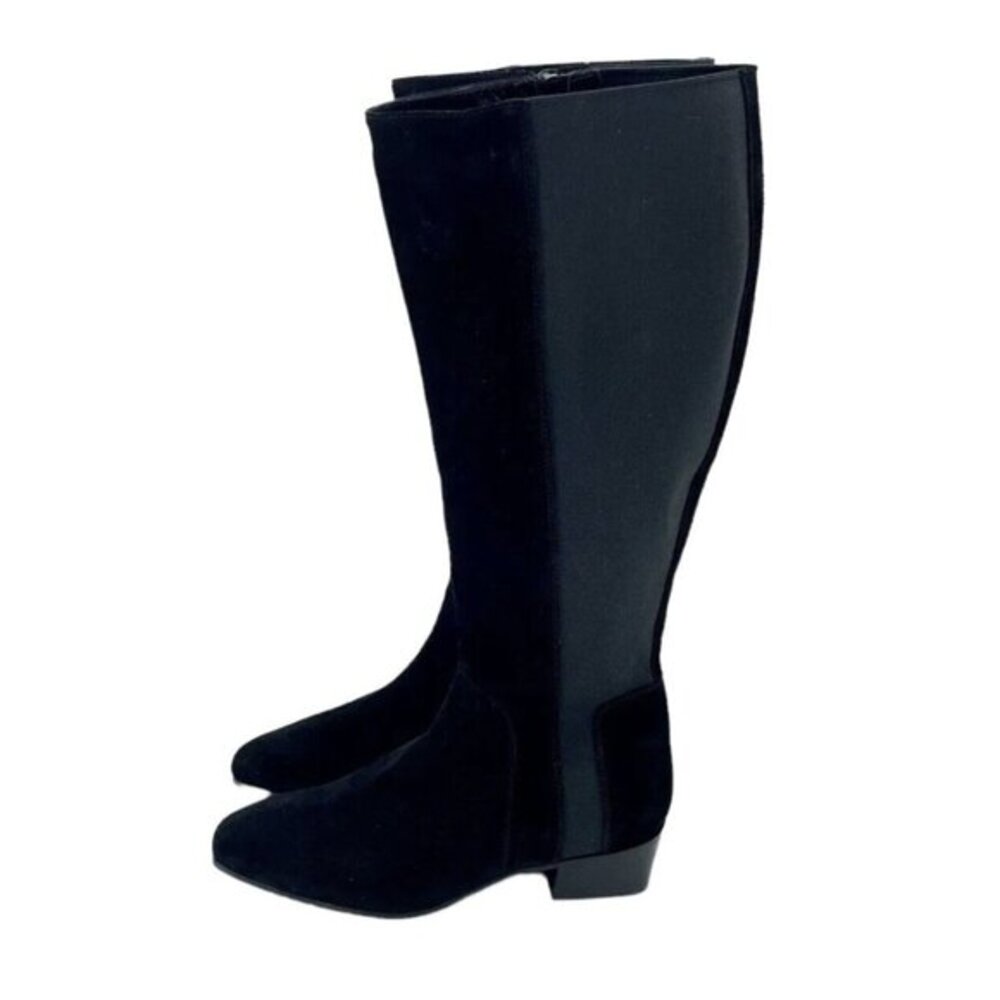 Aquatalia Flore Black Suede Leather Knee High Stretch Boots SZ 9 New $550